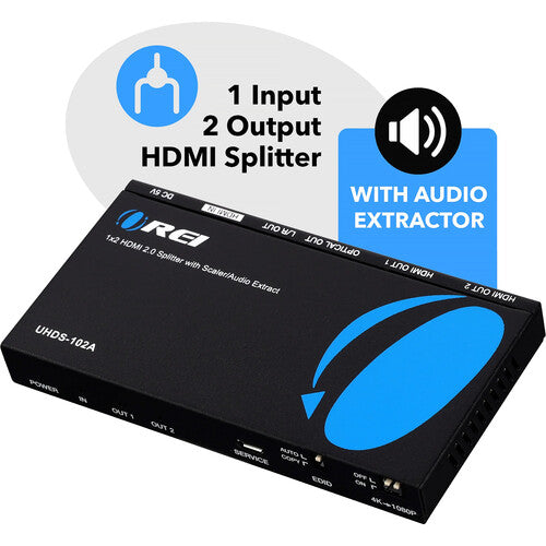 OREI 1x2 Divisor HDMI 4K60 con Downscaling 4K a 1080p y Extracción de Audio