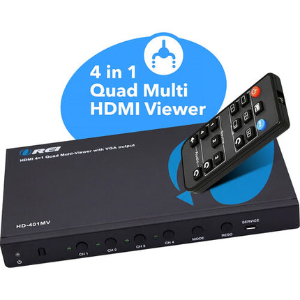 OREI Switch HDMI y VGA 4x2 UHD 4K30 Multiviewer Audio Extractor