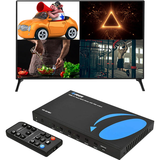 OREI Switch HDMI y VGA 4x2 UHD 4K30 Multiviewer Audio Extractor