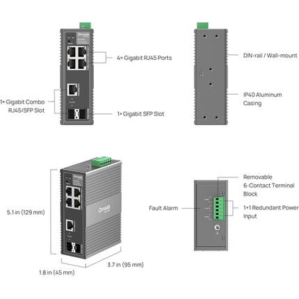TP-Link Omada IES206G Switch Industrial Gestionado 6 Puertos Gigabit 12 Gb/s Capacidad