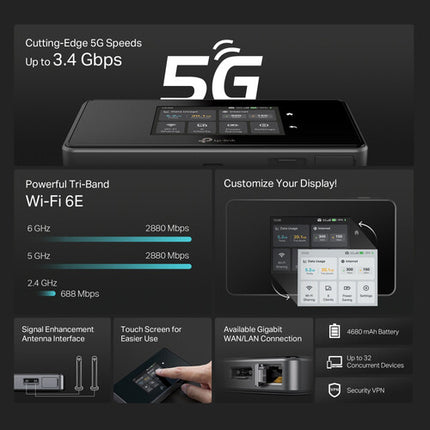TP-Link M8550 Router Móvil 5G con Pantalla 2.4 y Batería 4680 mAh