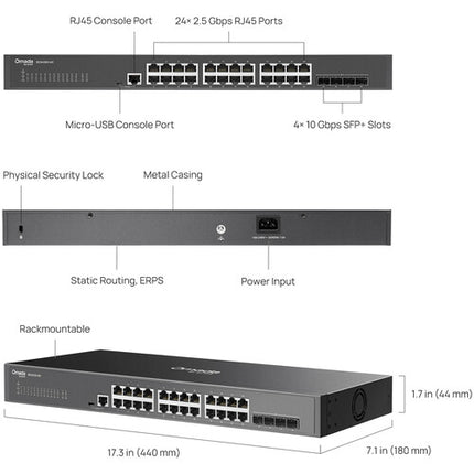 TP-Link Omada Access Pro SG3428X-M2 Switch de Red Gestionado 24 Puertos 2.5G 4 Puertos 10G SFP+ Rackmount