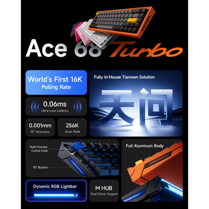 MCHOSE Ace 68 Turbo Mount Tai teclado mecánico con interruptor magnético Galaxy Orange