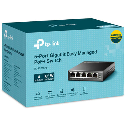 TP-Link TL-SG205PE Switch de Red Gestionado 5 Puertos Gigabit 65W PoE+