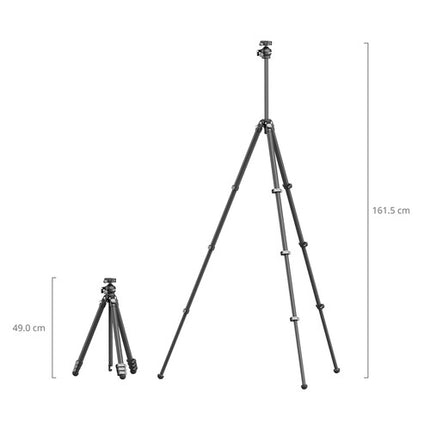 SmallRig 5876 Trípode Fotográfico Portátil Fibra Carbono 63.6" 11lb con Soporte Móvil