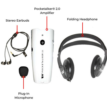 Williams Sound Pocketalker 2.0 Amplificador Personal Ligero Micrófono Auriculares y Auriculares In Ear