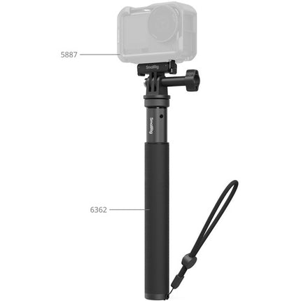 SmallRig Selfie Stick para DJI Osmo Action 6 y Nano con Mini Trípode y Adaptador Magnético telescópico 20 a 94 cm