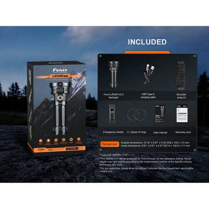 Fenix Linterna Recargable LR50R V2 18000 Lúmenes Batería 32000mAh IP68
