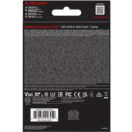SanDisk 64GB Extreme PRO UHS-II Tarjeta de Memoria SDXC 300MB/s 210MB/s Velocidad