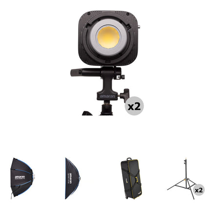 amaran Halo 200x Kit Doble Monoluz LED Bicolor 10530 Lux 2700-6500K con Softbox y Soportes