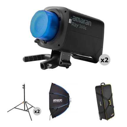 amaran Ray 360c RGB LED Monolight Kit 2 Luces Soportes 7.9 Pie Octa Dome 90cm