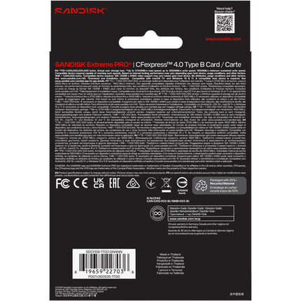 SanDisk 1TB Extreme PRO CFexpress 4.0 Tipo B Tarjeta de Memoria 3500 MB/s Velocidad de Lectura 3100 MB/s Velocidad de Escritura