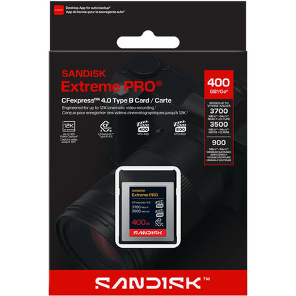 SANDISK 400GB Extreme PRO CFexpress 4.0 Tipo B Tarjeta de Memoria 3500 MB/s Velocidad Lectura 3100 MB/s Escritura