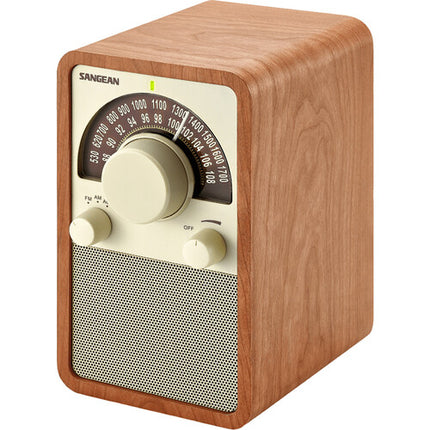 Sangean WR-15 Radio de Mesa AM/FM Madera Caoba 6.5W Altavoz 3 Pulgadas Auxiliar