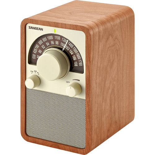 Sangean WR-15 Radio de Mesa AM/FM Madera Caoba 6.5W Altavoz 3 Pulgadas Auxiliar