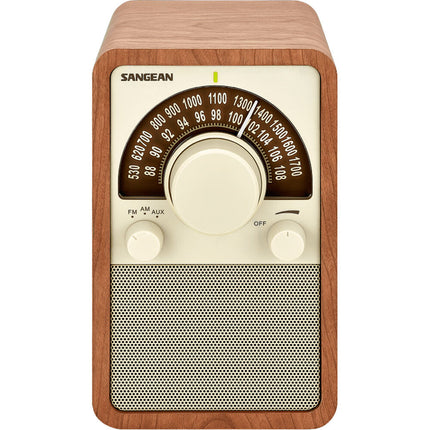 Sangean WR-15 Radio de Mesa AM/FM Madera Caoba 6.5W Altavoz 3 Pulgadas Auxiliar