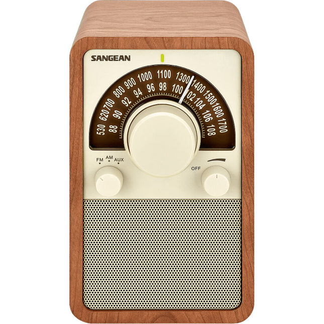 Sangean WR-15 Radio de Mesa AM/FM Madera Caoba 6.5W Altavoz 3 Pulgadas Auxiliar