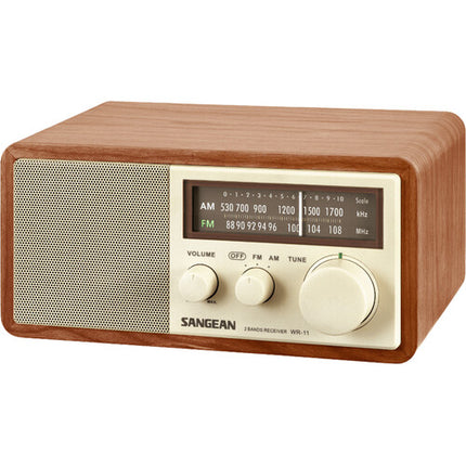 Sangean WR-11 Radio AM/FM Madera 6.5W Altavoz 3 Pulgadas Aux