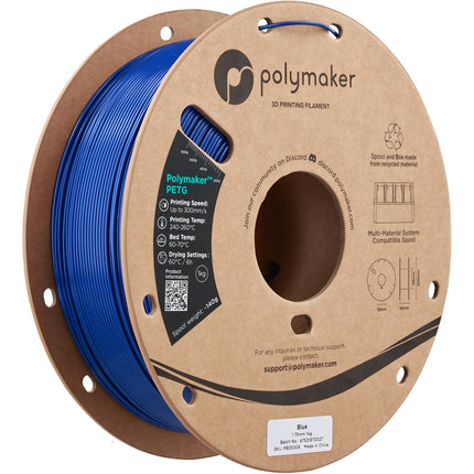 Polymaker PolyLite PETG Filamento Azul 1.75mm 1kg 464-500°F 300mm/s