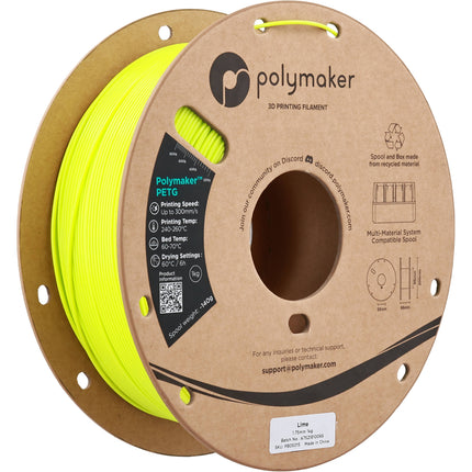 Polymaker 1.75mm PolyLite PETG Filamento 1kg 464-500°F Verde Lima