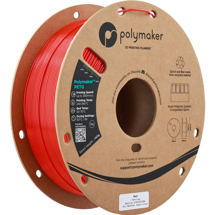 Polymaker PolyLite PETG Filamento 1kg Rojo 1.75mm impresión 464-500°F