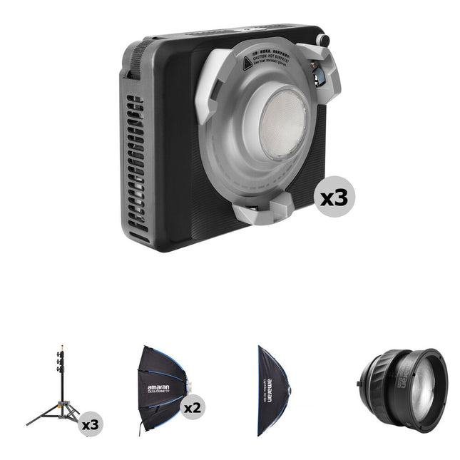 amaran Ray 120c Kit de 3 luces LED RGB con Softbox 6850 Lux 1800-20000K