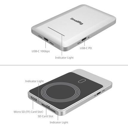 SmallRig SSD portátil 2TB con ranuras UHS-II USB-C y anillo magnético