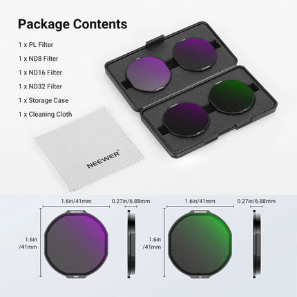 Neewer Set de 4 Filtros ND8 ND16 ND32 y Polarizador para Insta360 Ace Pro 2