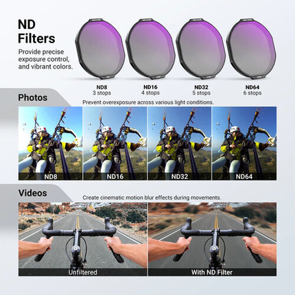 Neewer Set de 6 Filtros ND8 ND16 ND32 ND64 CPL UV para Insta360 Ace Pro 2