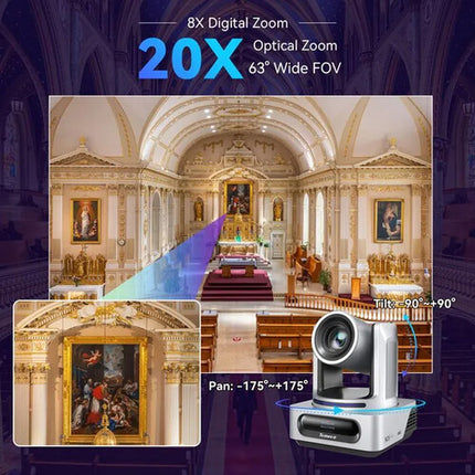 Tenveo UHD 4K30 Kit de 2 cámaras PTZ con zoom 20x y controlador KB300 PRO