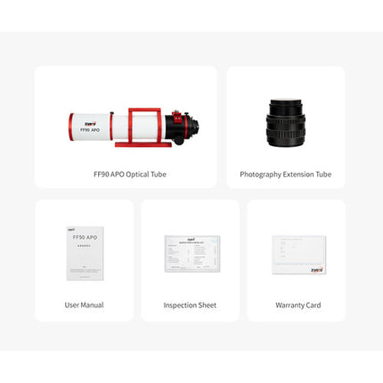 ZWO FF90 APO Telescopio Refractor 90mm 609mm Focal 360° Rotador