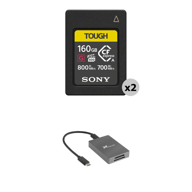 Sony 160GB CFexpress Tipo A TOUGH Tarjeta de Memoria 2-Pack con Lector CFexpress y SD USB-C