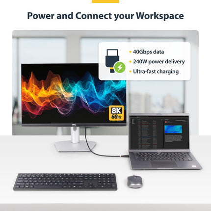 StarTech Cable USB4 240W 3.3 Pies USB-C 40Gbps 8K 120Hz