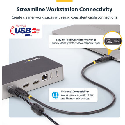 StarTech Cable USB4 240W 1.6 Pies USB-C 40 Gb/s 8K 120Hz