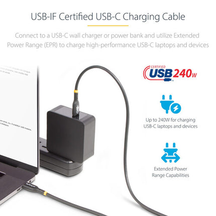 Cable de carga USB-C StarTech 240W 3.1 PD 10 pies negro