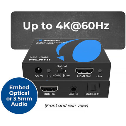 OREI HDA-4KMB Embebedor de Audio HDMI 4K60 4:4:4 con Soporte S/PDIF