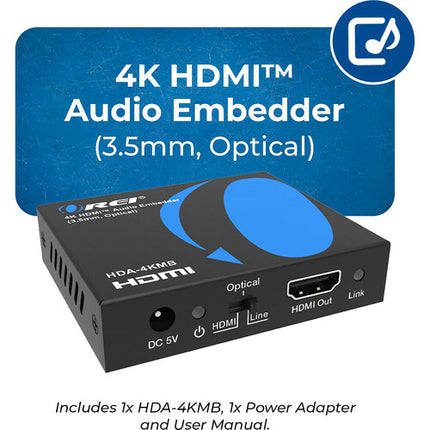 OREI HDA-4KMB Embebedor de Audio HDMI 4K60 4:4:4 con Soporte S/PDIF