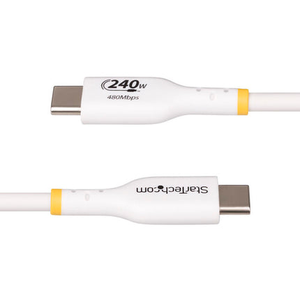 StarTech Cable de carga USB-C 240W Blanco 6 pies USB 2.0 480 MB/s