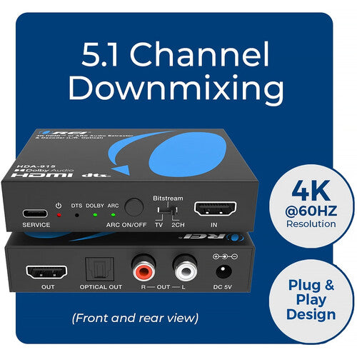 OREI HDA-915 Extractor de Audio HDMI UHD 4K60 18 Gb/s L/R Óptico