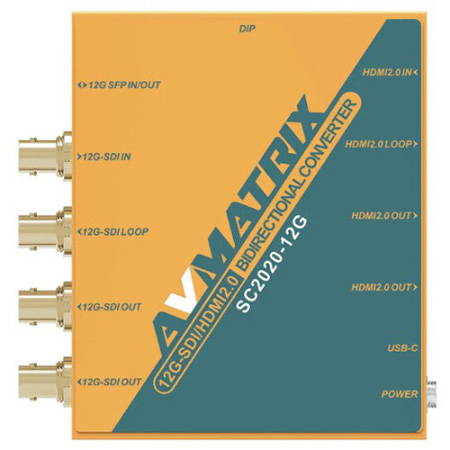 AVMATRIX 12G-SDI HDMI 2.0 Convertidor Bidireccional 4K60 con USB-C y SFP