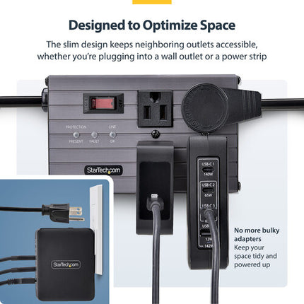 StarTech Cargador de Pared USB 4 Puertos 140W con Adaptadores Internacionales