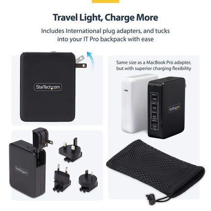 StarTech Cargador de Pared USB 4 Puertos 140W con Adaptadores Internacionales