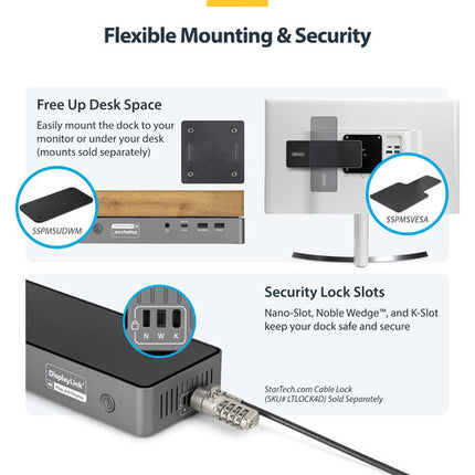 StarTech 14 en 1 estación de acoplamiento USB-C 140W PD con triple pantalla