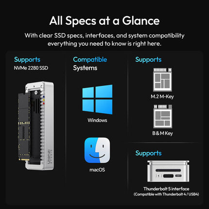 Ulanzi DT580 Caja para SSD M.2 NVMe 80 Gb/s USB-C 5.9"