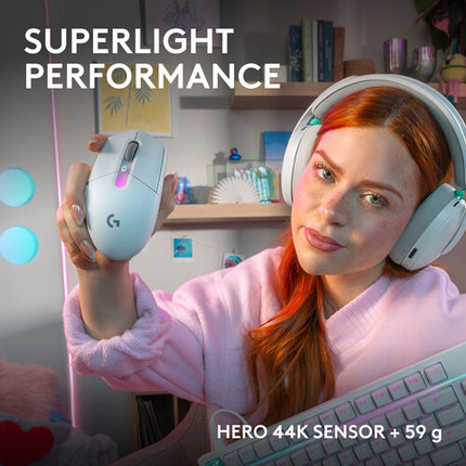Logitech G G305 X SUPERLIGHT Ratón Gaming Inalámbrico Blanco 44000 dpi 130h batería