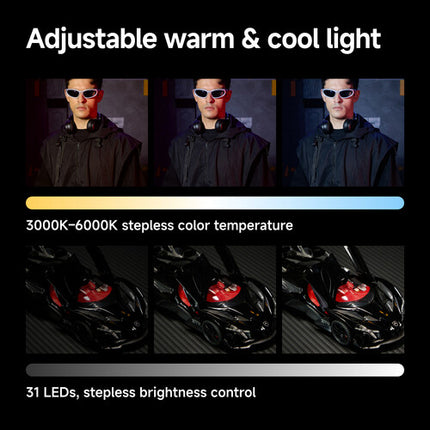 VSGO BLACK SNIPE Luz Selfie Magnética Bi-Color 3000-6000K 15H Batería