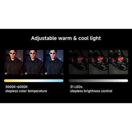 VSGO BLACK SNIPE Luz Selfie Magnética Bi-Color 3000-6000K 15H Batería