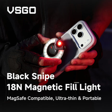 VSGO BLACK SNIPE Luz Selfie Magnética Bi-Color 3000-6000K 15H Batería