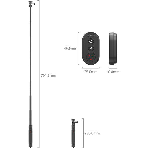 SmallRig Selfie Trípode para Cámaras de Acción y Smartphones con Control Remoto Inalámbrico y Extensión de 1.5 m