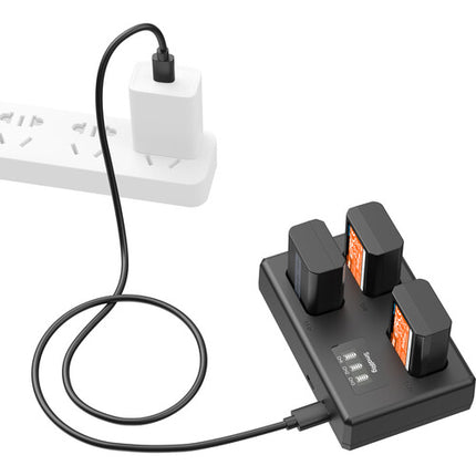 SmallRig Kit de 3 Baterías NP-FW50 para cámara con cargador Triple 1030mAh USB-C